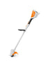 Decespugliatore Giocattolo Stihl in primo piano su uno sfondo bianco