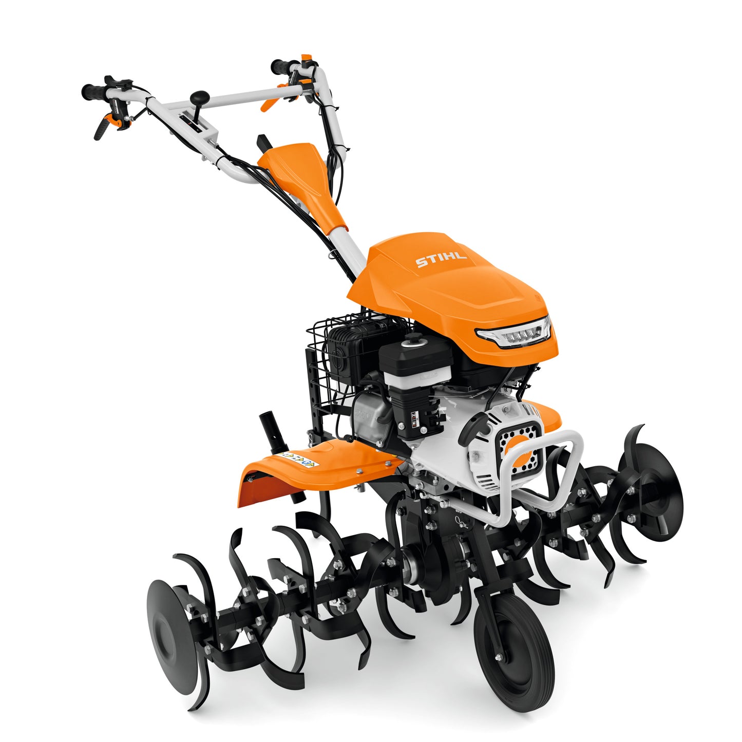 Vista laterale della Motozappa STIHL MH 700 in ambiente esterno