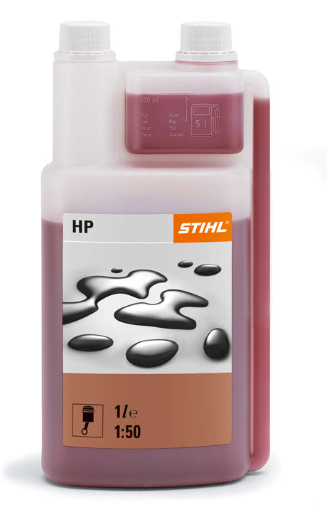 Dettaglio dell'etichetta dell'olio motore Stihl HP