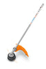 Decespugliatore Stihl in vista laterale, dettagli dell'impugnatura e del sistema AutoCut
