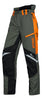 Dettaglio dei Pantaloni Function Ergo di Stihl in tonalità verde e arancione, mostra la robustezza del tessuto e le tasche con chiusura lampo.