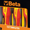 Set di cacciaviti Beta 1273MQ/D6, impugnatura ergonomica rossa e gialla, isolamento elettrico, confezione da 6 pezzi. Ideale per lavori di precisione e sicurezza elettrica. Marchio Beta, alta qualità e durata.