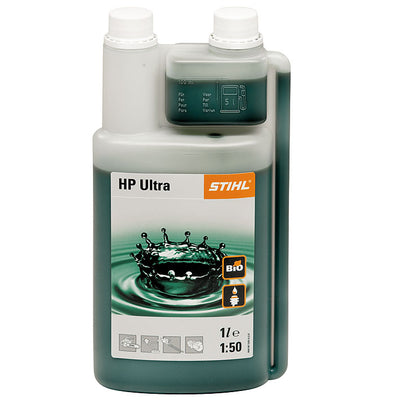 Vista frontale di una confezione di Olio motore - HP Ultra Stihl con etichetta ben visibile