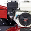 Motore a benzina Honda GP160, 4 tempi, monocilindrico, raffreddato ad aria, montato su attrezzo agricolo rosso. Potenza 4,8 kW, cilindrata 163 cc, avviamento a strappo. Ideale per applicazioni agricole e industriali.