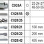 Set di strumenti meccanici C928A con chiavi a bussola esagonali (22-55 mm), cricchetto C928/55, snodo C928/25, prolunghe C928/21 (100 mm), C928/22 (200 mm) e leva C928/42 (455 mm). Ideale per lavori di precisione.