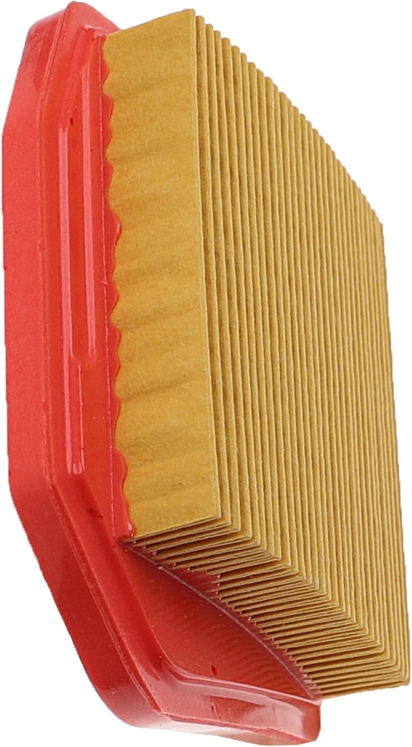 Filtro dell'aria per motore, ricambio automobilistico, elemento filtrante in carta pieghettata con base in plastica rossa, ricambio essenziale per la manutenzione del veicolo, migliora la qualità dell'aria e le prestazioni del motore.