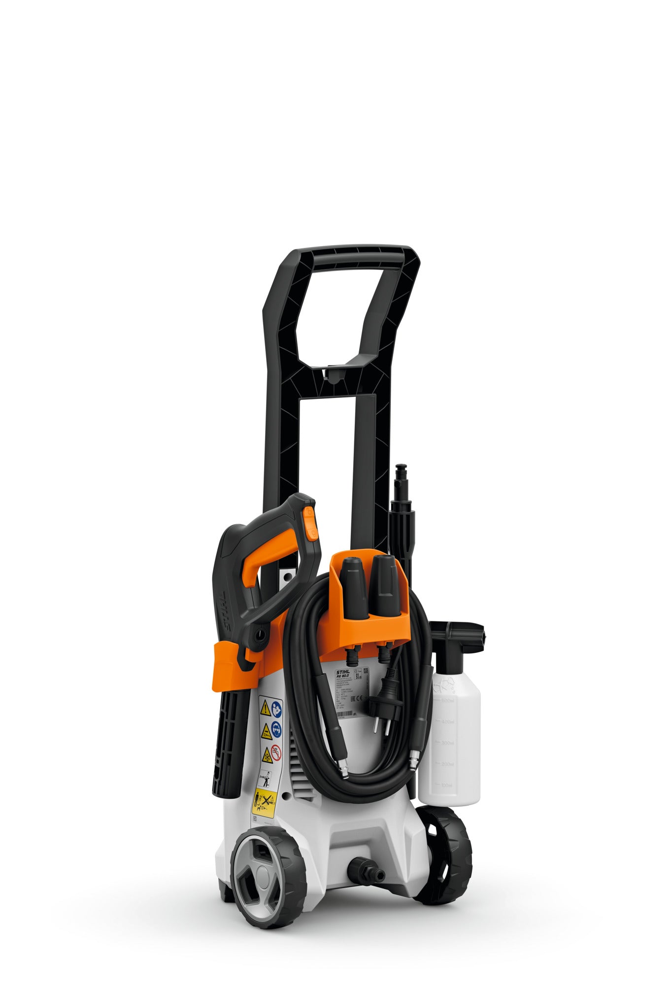 Immagine che mostra gli accessori conservati sull'idropulitrice Stihl RE 80.