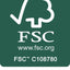 Certificazione FSC™ C108780, logo verde con albero stilizzato, sito web www.fsc.org, marchio della gestione forestale responsabile.