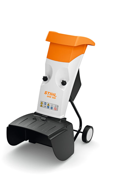 Vista frontale del Biotrituratore elettrico Stihl GHE 105 con apertura a quadrifoglio