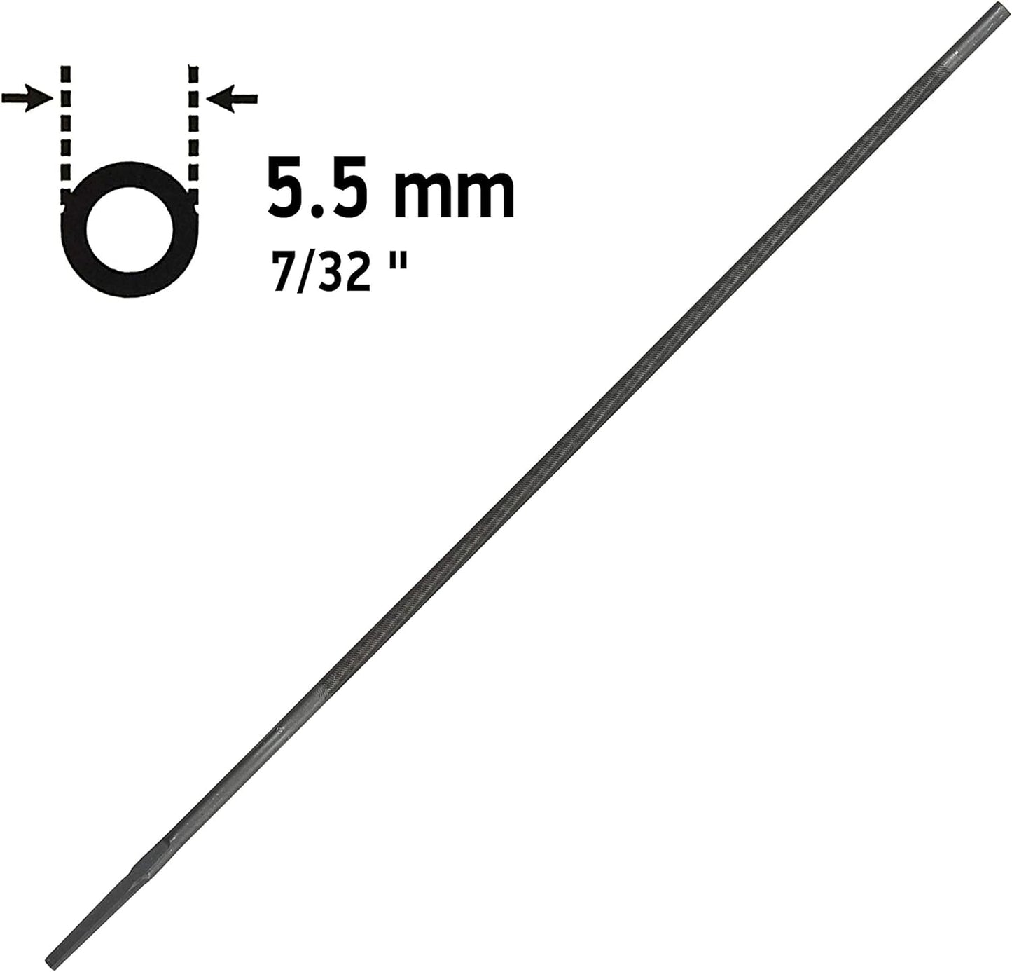 Lima per affilatura catene motosega da 5.5 mm (7/32 pollici), utensile per manutenzione catene sega, accessorio per affilare denti catena, lima rotonda in acciaio resistente, strumento per giardinaggio, taglio legna e lavori forestali.