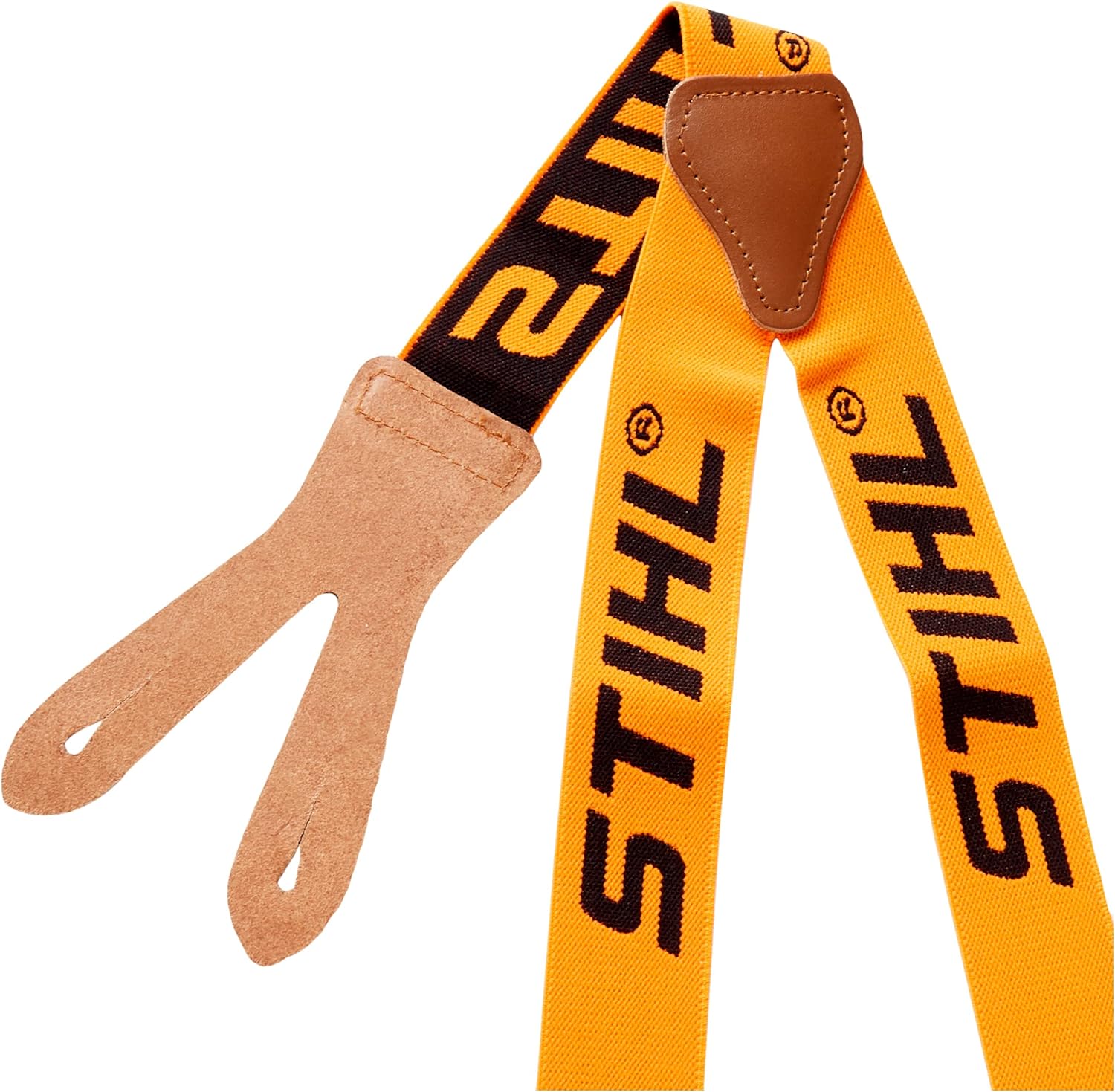 Cinghia per motosega STIHL, colore arancione con logo nero, materiale resistente e confortevole, supporto in pelle per maggiore durata e comfort. Accessorio ideale per lavori di giardinaggio e taglio legna. Accessorio originale STIHL.