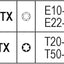 Immagine di due tipi di bussole Torx BGS Technic: C920FTX con misure E10, E12, E14, E16, E18, E20, E22, E24 e C920TX con misure T20, T25, T27, T30, T40, T45, T50, T55, T60. Strumenti professionali per viti Torx.